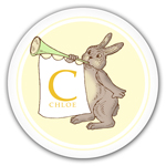 Name Doodles - Personalized Melamine Plates (Whimsical Rabbit Yellow) (WAF-P5Y)
